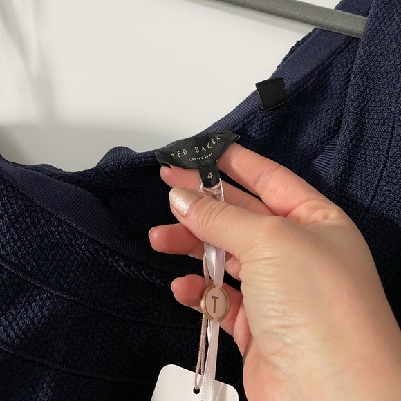 Ted Baker Navy Streena One-shoulder Knit Dress - Picture 6 of 9